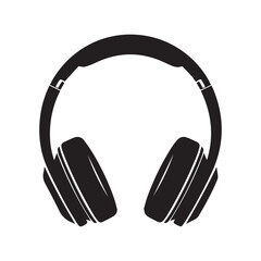 Black Headphone Icon Vector &ndash; Minimal Music Headset Silhouette