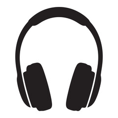 Black Headphone Icon Vector &ndash; Minimal Music Headset Silhouette