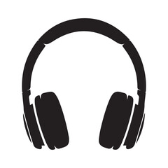 Black Headphone Icon Vector &ndash; Minimal Music Headset Silhouette