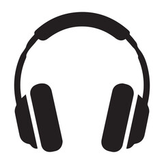 Black Headphone Icon Vector &ndash; Minimal Music Headset Silhouette