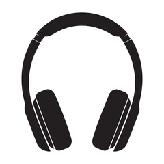 Black Headphone Icon Vector &ndash; Minimal Music Headset Silhouette