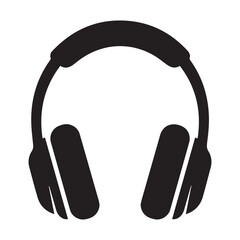 Black Headphone Icon Vector &ndash; Minimal Music Headset Silhouette