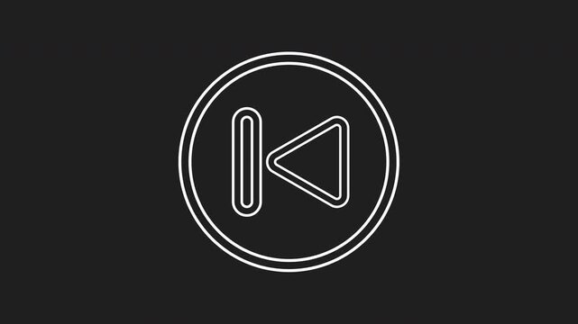 Rewind button in a double lined circle suitable for media player controls and multimedia applications, digital design projects.