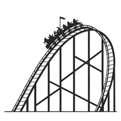 Ferris Wheel and Roller Coaster Icon &ndash; Amusement Park Silhouette