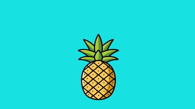 Animation of a blue screen with a pineapple jumping repeatedly