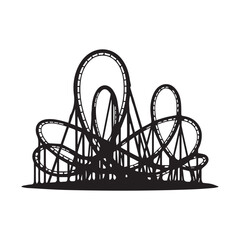 Ferris Wheel and Roller Coaster Icon &ndash; Amusement Park Silhouette
