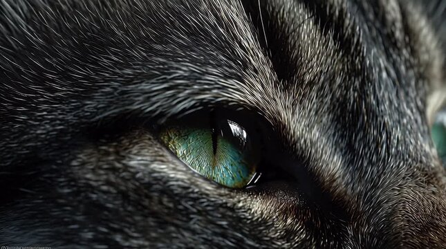 Close Up Cat Eye Portrait With Emerald Look.