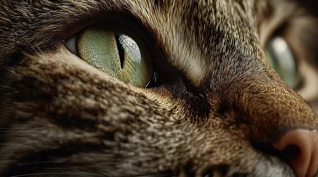 Close Up of a Cat Eye in Focus Across Frames.