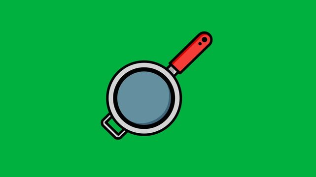 Green screen animation of a frying pan spinning