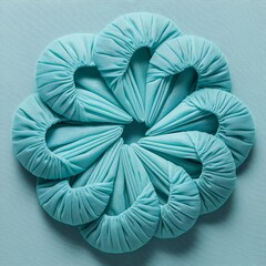 Obraz premium Light Blue Fabric Scrunchies Arranged in Circular Pattern on Soft Background