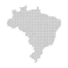 Halftone Brazil map with dot pattern. Black and white Brazil map digital simple travel infographics. Vector isolated concept