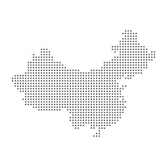 Halftone China map with dot pattern. Black and white China map digital simple travel infographics. Vector isolated concept