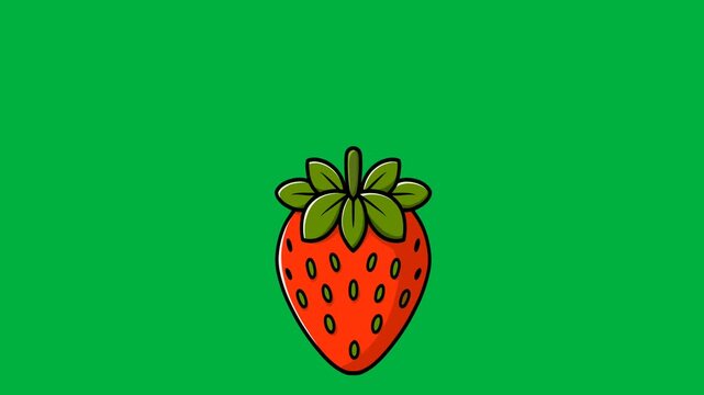 Animation of strawberries jumping repeatedly on a green screen