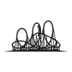 Ferris Wheel and Roller Coaster Icon &ndash; Amusement Park Silhouette