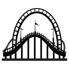 Ferris Wheel and Roller Coaster Icon &ndash; Amusement Park Silhouette