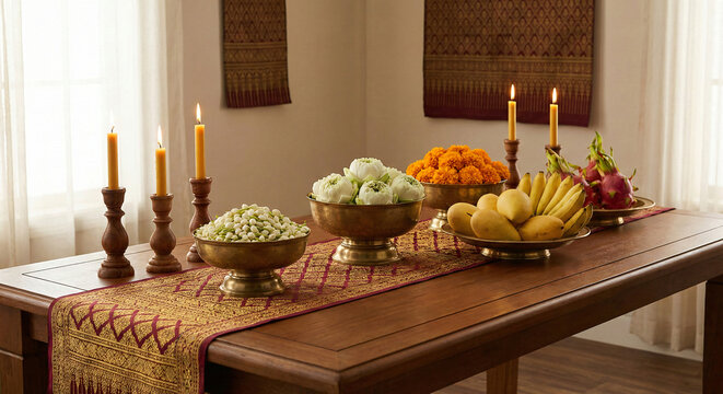 Decorative Table for Traditional New Year Celebration