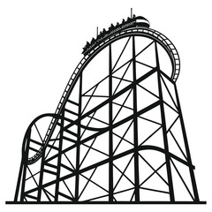 Ferris Wheel and Roller Coaster Icon &ndash; Amusement Park Silhouette