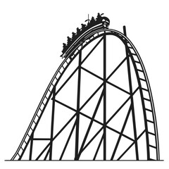Ferris Wheel and Roller Coaster Icon &ndash; Amusement Park Silhouette