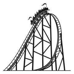 Ferris Wheel and Roller Coaster Icon &ndash; Amusement Park Silhouette