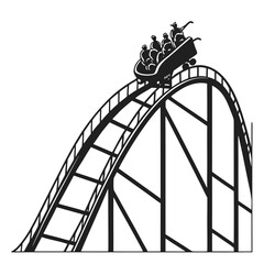 Ferris Wheel and Roller Coaster Icon &ndash; Amusement Park Silhouette