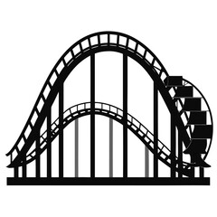 Ferris Wheel and Roller Coaster Icon &ndash; Amusement Park Silhouette