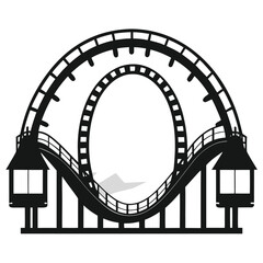 Ferris Wheel and Roller Coaster Icon &ndash; Amusement Park Silhouette