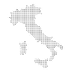 Halftone Italy map with dot pattern. Black and white Italy map digital simple travel infographics. Vector isolated concept
