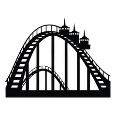 Ferris Wheel and Roller Coaster Icon &ndash; Amusement Park Silhouette