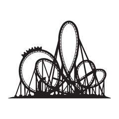 Ferris Wheel and Roller Coaster Icon &ndash; Amusement Park Silhouette