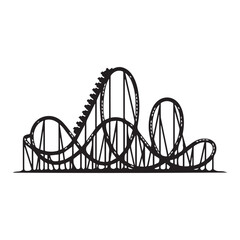 Ferris Wheel and Roller Coaster Icon &ndash; Amusement Park Silhouette