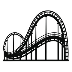 Ferris Wheel and Roller Coaster Icon &ndash; Amusement Park Silhouette