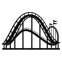 Ferris Wheel and Roller Coaster Icon &ndash; Amusement Park Silhouette