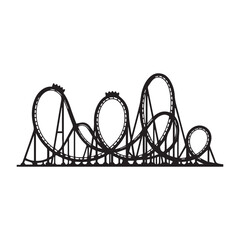 Ferris Wheel and Roller Coaster Icon &ndash; Amusement Park Silhouette