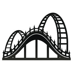 Ferris Wheel and Roller Coaster Icon &ndash; Amusement Park Silhouette
