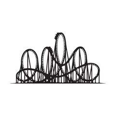 Ferris Wheel and Roller Coaster Icon &ndash; Amusement Park Silhouette