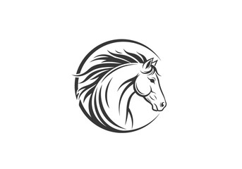 Elegant Horse Logo Design with Minimalist Line Art and Circular Emblem