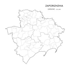 Fototapeta premium Vector Map of Zaporizhzhia Oblast De Jure with Administrative Subdivisions of Raions (Districts), Hromadas (Communities), and Urban Raions (City Districts) of Zaporizhzhia - Ukraine 2026