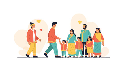 Fototapeta premium Diverse Family Gathering Celebrates Unity and Love With Vibrant Attire