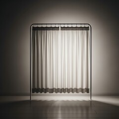 Hospital Bed with Curtain in Modern Medical Room Light and Minimalist