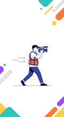 Fototapeta premium Dynamic Cinematographer Capturing Action With Professional Video Camera Equipment