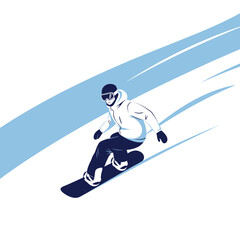 Obraz premium Dynamic Snowboarder Carving Down Snowy Slope With Motion Blur Effect