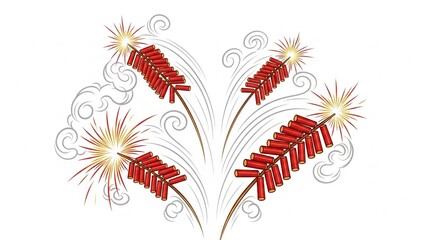 Vibrant fireworks exploding in dynamic floral pattern