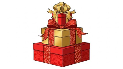 Vibrant stacked gift boxes with elegant ribbons and bows