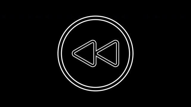 Rewind button in a double lined circle, suitable for media player controls or retrothemed designs on various platforms.