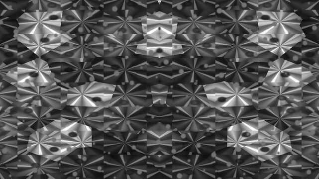 Abstract Silver Geometric Shapes Rotating in Seamless Pattern