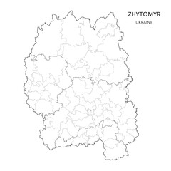 Obraz premium Vector Map of Zhytomyr Oblast with Administrative Subdivisions of Raions (Districts), Hromadas (Communities) and Urban Raions (City Districts) of Zhytomyr - Ukraine 2026
