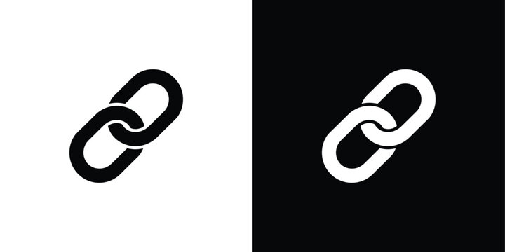 A black and white chain link on split tone background for connection and unity concept