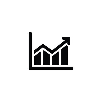 A black and white graph icon showing an upward trend in growth and progress
