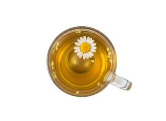 Kamillentee im Glasbecher