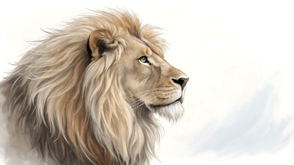 Obraz premium Majestic lion portrait a digital painting of a regal african cat